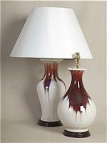ALEXANDERS  FLAMBE/CREAM FISHTAIL LAMP OR LUTE LAMP